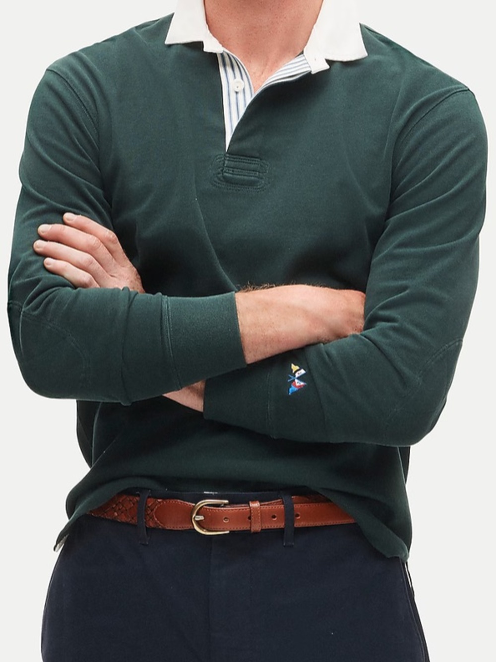 J Crew men’s Rugby shirt with striped placket